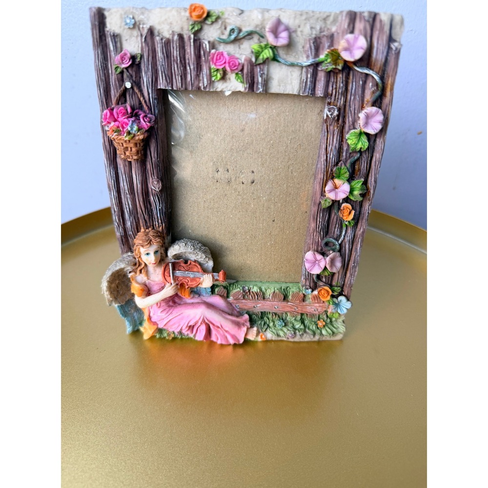 Fairy Angel Violinist‎ Resin Picture Frame 3.5x5 Whimsical Cottagecore Decor
